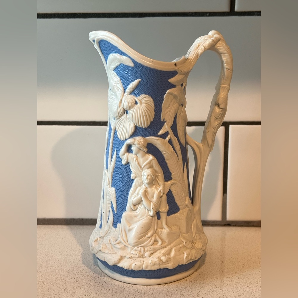 Antique Victorian T. & J. Mayer Dale Hall Staffordshire Relief Jug No.97 c.1870 - Picture 2 of 8